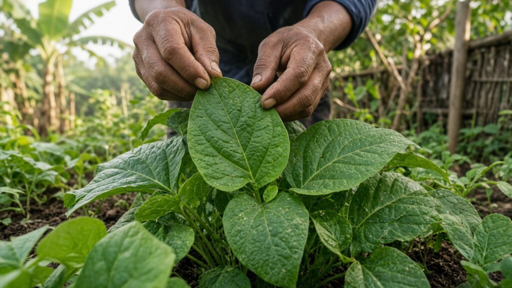 Pemeriksaan hama tanaman di kebun