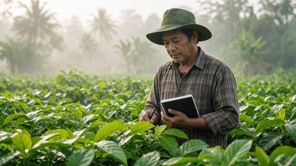 Petani mencatat observasi lahan